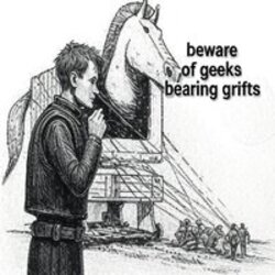 Beware of Geeks Bearing Grifts Logo